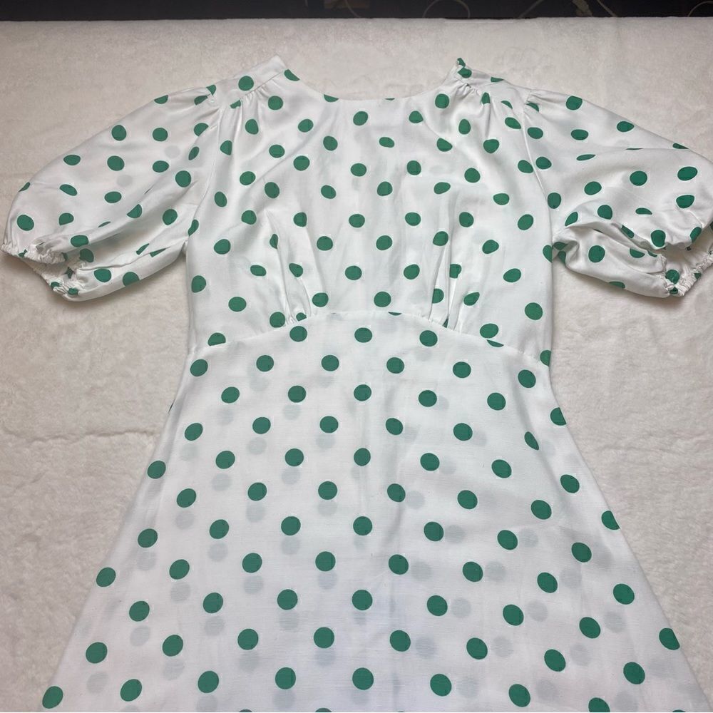 ASOS New With Tags White Green Polka Dot Dress Size 4 - Picture 8 of 14